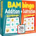THE BAMBINO TREE Addition and Subtraction Facts Bingo Game - 1st 2nd & 3rd Grade Educational Math Learning for Classroom & Homeschool