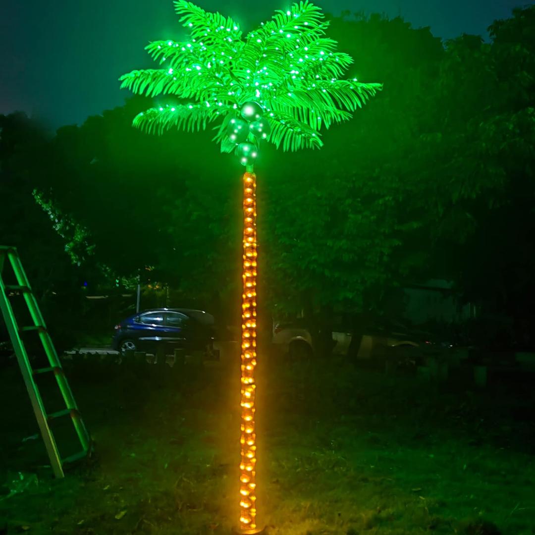 Palm Trees for Outside Patio Decor, 8FT 300LED Lighting Artificial Palm Tree with Coconuts, Outdoor Pool Tropical Decorations for Home Party Hawaiian Jungle Christmas Nativity Beach Garden Park (Green) Palm Trees for Outside Patio Decor, 8FT 300LED Lighting Artificial Palm Tree with Coconuts, Outdoor Pool Tropical Decorations for Home Party Hawaiian Jungle Christmas Nativity Beach Garden Park (Green)