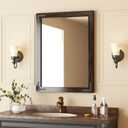 VocalStar Black Wood Framed Mirror 24 x 32 Inch, Rustic Natural Black Wooden Rectangle Bathroom Vanity Wall Mirror for Farmhouse Boho Decor, 1/4-inch Shatterproof Glass | Waterproof