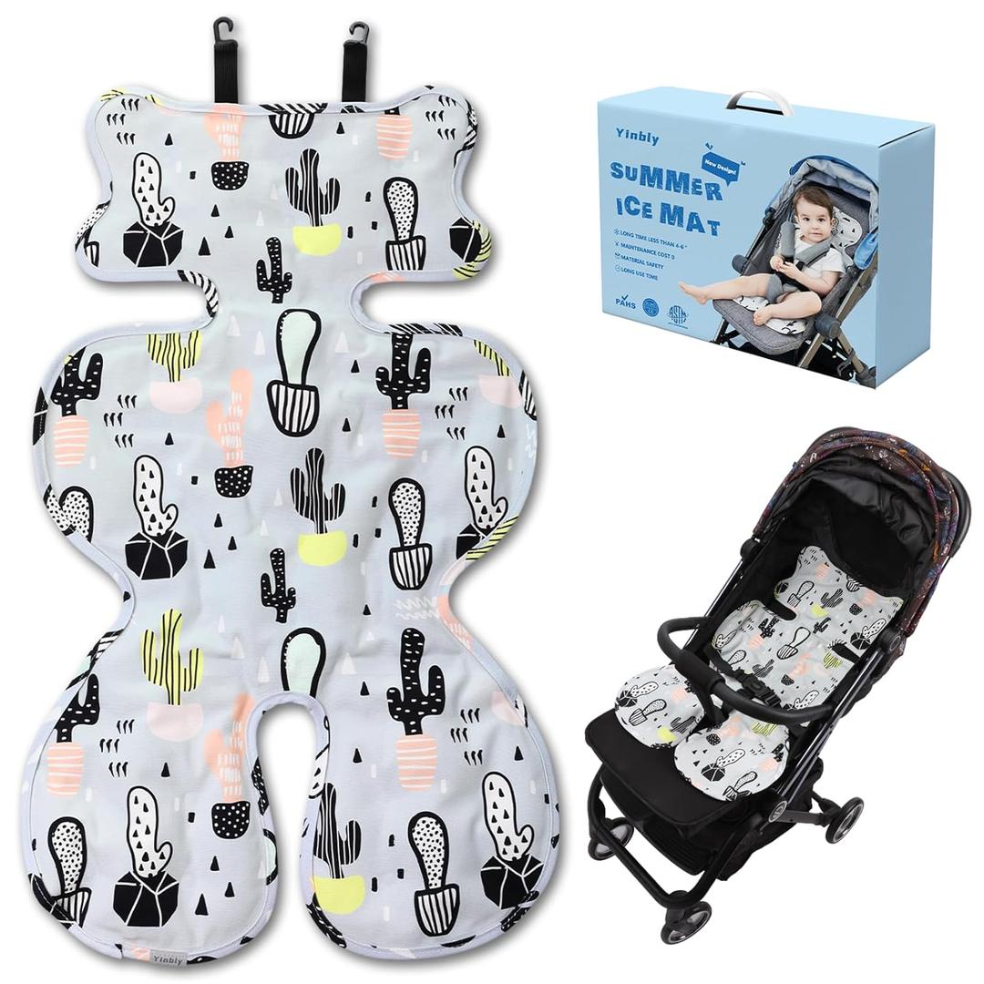 Baby Car Seat Stroller Gel Cooling Pad,Foldable Infant Cooler Mat for Summer,Easy to Install Universal Car Seat Cooler Cushion,Breathable Ice Pack Pad,Ideal Gift Fit Carseat,Stroller,High Chair (Plants)