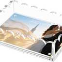 Acrylic Scalloped Tray with a Magnetic Mat for Photos Art Messages Serving Tray Organiser Includes Anti-Slip Pads for Coffee Table (5 * 7 Inch)