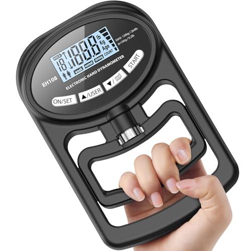 Hand Grip Strength Tester Trainer - Electronic Hand Dynamometer Forearm Grip Strengthener Exerciser Digital Training Gauge 265 Lbs 120 Kgs for Sport Home School Use