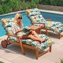 2 Pack Outdoor Chaise Lounge Chair Cushion 75.1 x 22.8 x 4.7 Inches 100% Waterproof Replacement Cotton Patio Pool Lounge Chair Cushion for Outdoor Furniture with Ties, Green Coconut Tree