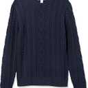 Amazon Essentials Mens Long-Sleeve 100% Cotton Fisherman Cable Crewneck Sweater (Large, Navy)