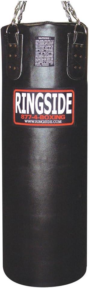Ringside Leather Heavy Bag, Punching Bag for Boxing Training and Workout, 65 lbs, Includes Heavy Bag Chain and Swivel (Black)