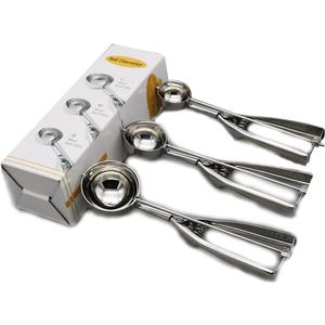 Ice Cream Scoop, 3 Pieces Cookie Scoop Sets, Stainless Steel Ice Cream Scooper with Trigger Release, Large/Medium/Small Cookie Scooper for Melon Baller Meatball Cupcake Muffin, Cookie Dough Scoop