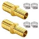 Joywayus 2PCS Hose Barb Reducer 5/8" to 3/4" Barb Fitting Reducing Splicer, Hex Union Brass Fitting Water/Fuel/Air