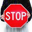 2 x ANLEY Stop Sign 12 X 12 In - Diamond Grade Reflective at Nights - 40 Mil Thick Rust-Free Aluminum - Easy Mounting - Street Road Slow Warning Metal Warning Signs Octagon Outdoor Use