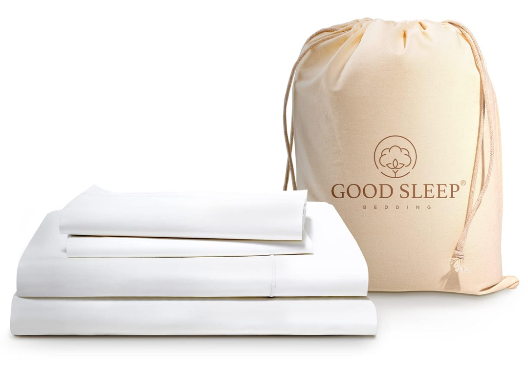Good Sleep Bedding 100% Egyptian Cotton Sheets Queen Size - 1000 Thread Count, 4 Pc Queen Sheet Set, Sateen Weave, Bed Sheets, 16" Deep Pocket Sheets - White