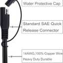 10FT 14WG 12V Cigarette Lighter Plug to SAE Quick Release Adapter Extension Charging Cable With 20A Fuse and LED Light