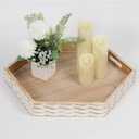 Farmhouse Wood Decorative Tray, Rustic Serving Tray, Tray for Ottoman, Coffee Table, Kitchen Counter, Crafts, Display (Hexagon Brown)
