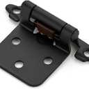 Ravinte 60 Pack (30 Pairs) 1/2" Overlay (Variable) Cabinet Hinges, Self-Closing Semi-Concealed Face Mount, Matte Black Decorative Hardware with Door Bumpers for Kitchen & Cupboard Doors