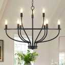 9-Light Black Chandelier Light Fixture Classic Candle Chandelier Lighting Over Table for Dining Room Living Room Bedroom Foyer Kitchen Island, 28.54in, E12 (Black 9-Light)
