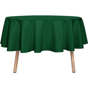 sancua Round Tablecloth - 60 Inch - Water Resistant Spill Proof Washable Polyester Table Cloth Christmas Decorative Fabric Table Cover for Dining Tables, Buffet Parties and Camping, Hunter Green