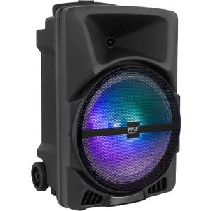 Pyle Wireless Portable PA Speaker System - 800W Powered Bluetooth Indoor & Outdoor DJ Stereo Loudspeaker with MP3 AUX 3.5mm Input, Flashing Party Light & FM Radio-PPHP1244B,Black
