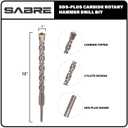 1 Inch x 12 Inch SDS Plus Rotary Hammer Drill Bit for Concrete | Carbide Tipped for Brick, Stone, and Concrete (1" x 10" x 12")