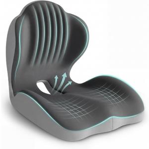 Ergonomic Seat Cushion, Office Chair Seat Cushions with L-Shaped Integrated Design, Memory Foam Orthopedic Cushion with Coccyx Hollow, Lumbar Support & Tailbone Pain Relief for Long Sitting (Grey)