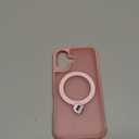 HuwaiH 360 Rotatable Magnetic Ring Stand for iPhone 16 Case, Compatible with MagSafe, Military-Grade Shockproof, Anti-Scratch Matte Translucent Phone Case for iPhone 16(Pink)