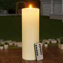 12" x 4" Large Outdoor Candle with Timer Waterproof Flickering LED Flameless Candle Battery Operated with Remote Fake Pillar Candle Realistic for Patio Porch Lantern, Ivory 1 Pack 