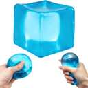 5 x Squishy Stress Cube Squeeze Toys for Kids Adults, Gel Filled Sugar Squishy Ice Cube Fidget Toys Slow Rising Stress Balls Sensory Toys Relief for Anxiety Autism, Purple