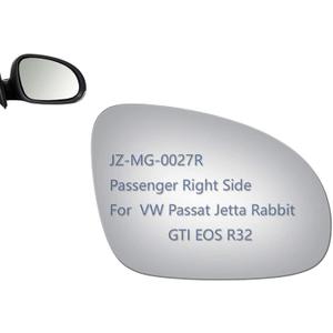 JZSUPER Side Mirror Glass fit for Volkswagen VW Passat Jetta Rabbit GTI Eos R32, Passenger Right Side RH Replacement Rearview Convex Glass, Non Heated Including Adhesive