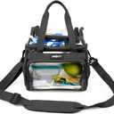 SMARTY Small Heavy Duty Clear Lunch Tote Stadium Bag Approved Durable Crossbody Makeup Cosmetic Box Football Basketball Baseball Games Concerts Men Women School Work (Bold Black, 10 x 9.5 x 6)