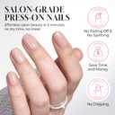 UNA GELLA Short Round Press on Nails - 32Pcs 16 Sizes Oval Nude Pink Fake Nails, Glossy Reusable Glue on Nails for Women, Durable Natural False Nails Kit for Small or Wide Nail Beds