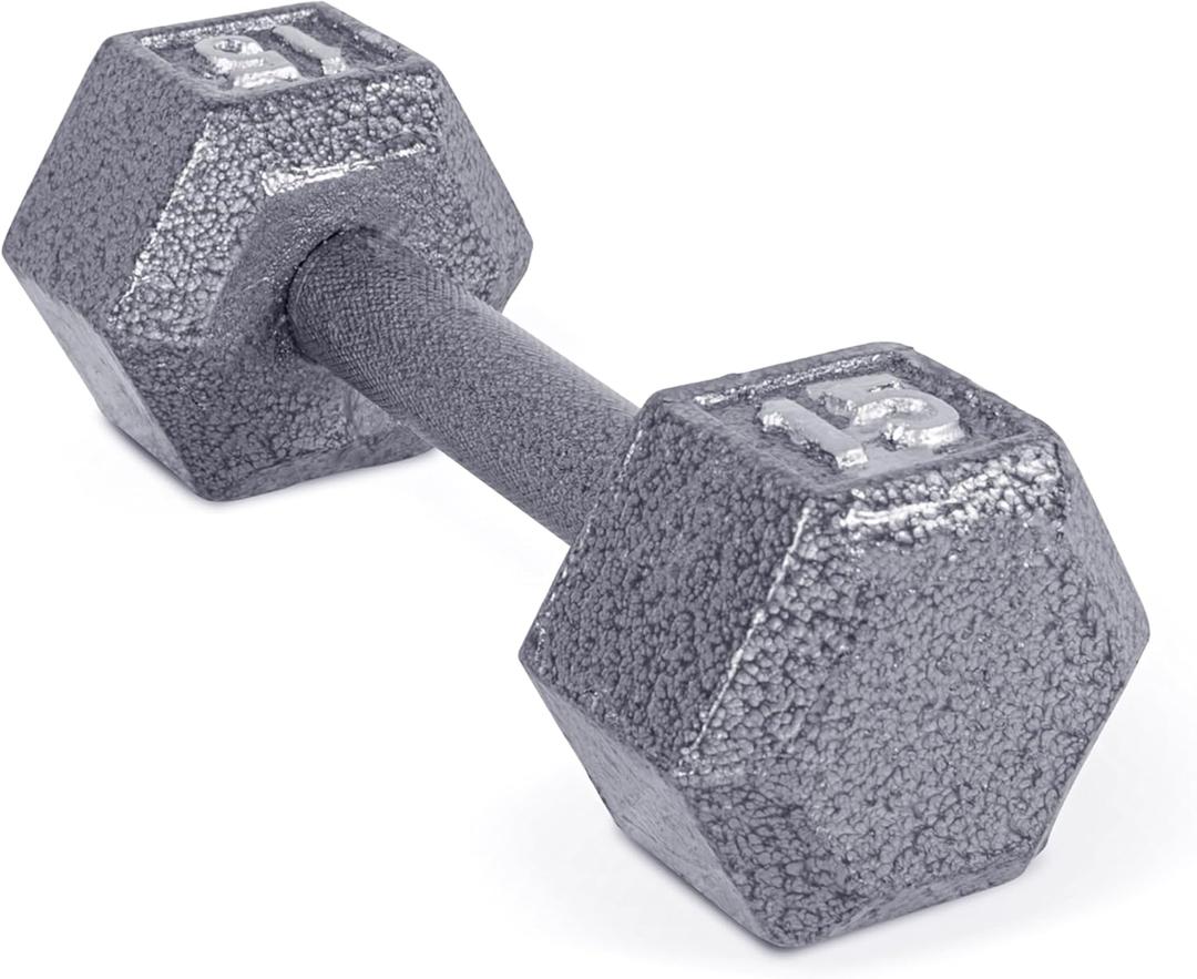 CAP Barbell Cast Iron Hex Dumbbell | Multiple Options (15 lb, Gray, Single)