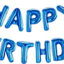 CANREVEL Happy Birthday Banner 13pcs 16 Inch Mylar Foil Letters Sign Balloons Birthday Party Decorations for Kids and Adults - 3D Blue