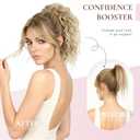 12 Inch Blonde Ponytail Extension - Curly Pony Tails Hair Extensions, Claw Clip Ponytail Extension, Synthetic Clip in Ponytail Hair Extensions (Color: Dark Blonde with Beige Blonde Highlights)