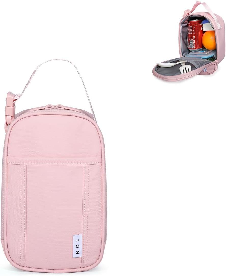NOL Natural Organic Lifestyle Insulated Lunch Bag for Adult - Snack Bag Lunch Cooler Bag Soft Lunch Tote Bag for Work, Pink