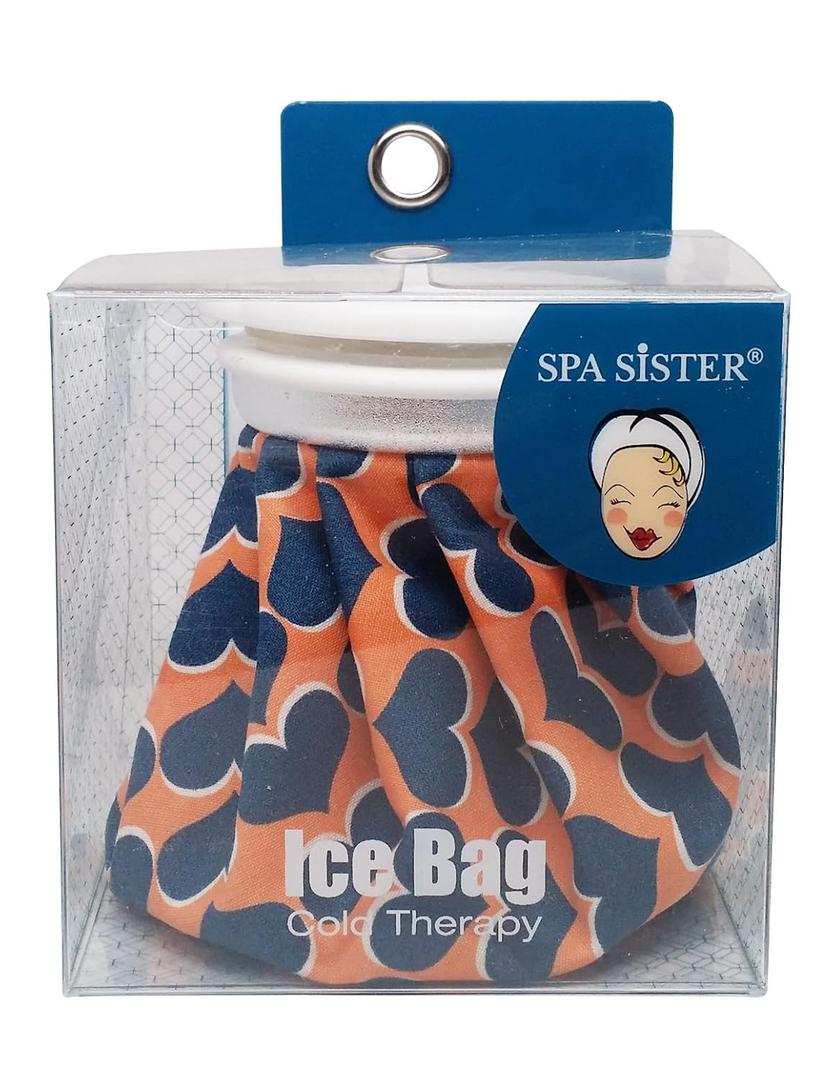 Spa Sister Blue Hearts Ice Bag, 4.5" x 4.5" x 5" Reusable Cold Therapy Compress