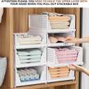 4 Pack Folding Closet Organizers Storage Box, Stackable Storage Bins, Plastic Drawer Basket Closet Storage for Wardrobe Cupboard Kitchen Bathroom Office White-4L