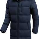 Men's Winter Coat Extra Long Puffer Jacket Waterproof Thicken Parka Insulated Outerwear with Removable Hood, Medium