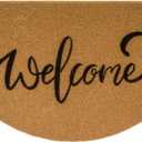 Half Round Welcome Door Mat - Artificial Coir Doormat - Non Slip Doormat - Half Circle Entry Mat for Indoor Outdoor 17" x 29"