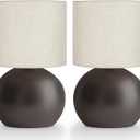 Small Table Lamp for Bedroom,Bedside Nightstand Lamp for Living Room,Minimalist Bedside Light lamp Set of 2, 10.4 Inch Desk Light for Bedroom, Living Room,Including Light BulbBrown