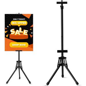 Sign Stand, Double-Sided Advertising Display Tripod Sign Holder, Adjustable Pedestal Banner Stand Height Up to 79 in, Poster Stands for Wedding, Restaurant or Business(Poster not Included)