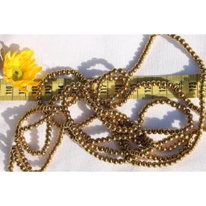 4mm Non Magnetic Hematite Color Golden Plated Round Beads/110pc
