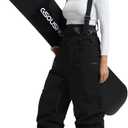 GSOU SNOW Womens Baggy Snowboard Pants Ski Bibs Snow Loose Overalls Waterproof Windproof Insulated Warm (Small, Black)