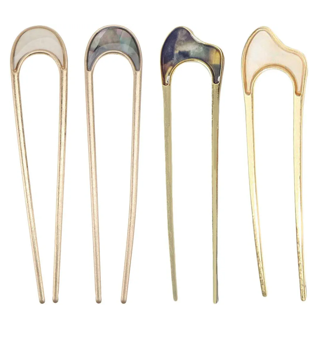 4pcs U-shaped Updo Hairpin Hair Stick Clip Metal Stick Fork pin Fork Retro Alloy Retro pin Clip pin