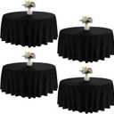 4 Pack Round Tablecloth 90 Inch Black Polyester Washable Fabric Table Covers for Wedding Dining Table Buffet Parties Banquet Decor