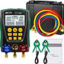 BELEY Digital Manifold HVAC Gauge Set,93 Refrigerants Dual Pressure&Temp Test with Temperature Clips and Hoses Vacuum AC Gauges for R1234YF R134A R404A R410A R32 R744CO