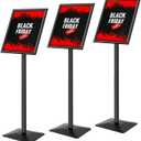 Sign Stand for Display, 11lbs Integrated Rod Heavy Duty Pedestal Floor Signage Stand Holder, for Outdoor or Indoor Advertising (11 x 17, Black, Pack of 3)