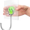 Antimbee Large Adhesive Hooks for Hanging, 20-Pack Heavy Duty Hooks 37 lb(Max), Wreath Door Hanger, Adhesive Wall Hanger fit Home, Bathroom, Kitchen, Office and Outdoor (Transparent Green)