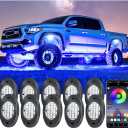 10 Pods RGB LED Rock Lights, Underglow Multicolor Neon Light Kit Wheel Well Light with APP Control & Music Mode, Under Glow Lights for Trucks,Jeep,SUV,Golf Cart,ATV,Pickup Off Road,12 V