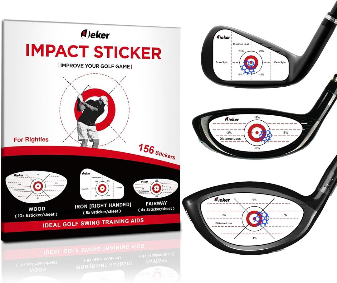 Golf Impact Tape - High-Resolution Strike Stickers for Iron, Wood & Fairway Clubs, Non-Residue, Swing Training Aid Impact Labels (Righties- 156pcs(Wood 6x10+ Iron 8x8+ Fairway 8x4)
