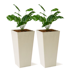 2 -Pack Square 15.2-in W x 30-in H x 15.2-in D White Plastic Contemporary/Modern Indoor/Outdoor with Self Watering Planter   