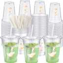50 Pcs One Silly Goose Birthday Party Disposable Plastic Cups with Lids Straws 16 oz Cute Goose Decorations for Birthday Baby Showers Decorations Party Supplies (Green)
