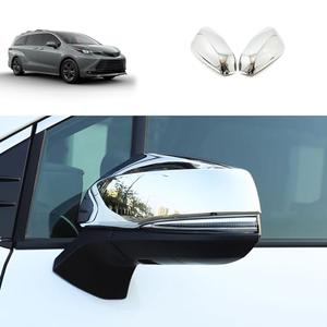 TERDARAY Side View Mirror Cover Compatible With Toyota Sienna 2021 2022 2023 2024 Rearview Mirror Trims Exterior Car Accessories ABS 2PCS(Glossy Chrome Style)