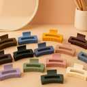 Matte Hair Claw Clips, Large Rectangle Design, 8 Pack Multi-Color Collection, Gentle Grip, Adorable Style for Little Princesses Soft Flexible Clips in Cute Designs